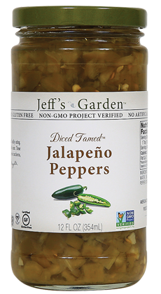 Jeffs Garden Diced Tamed Jalapeño Peppers